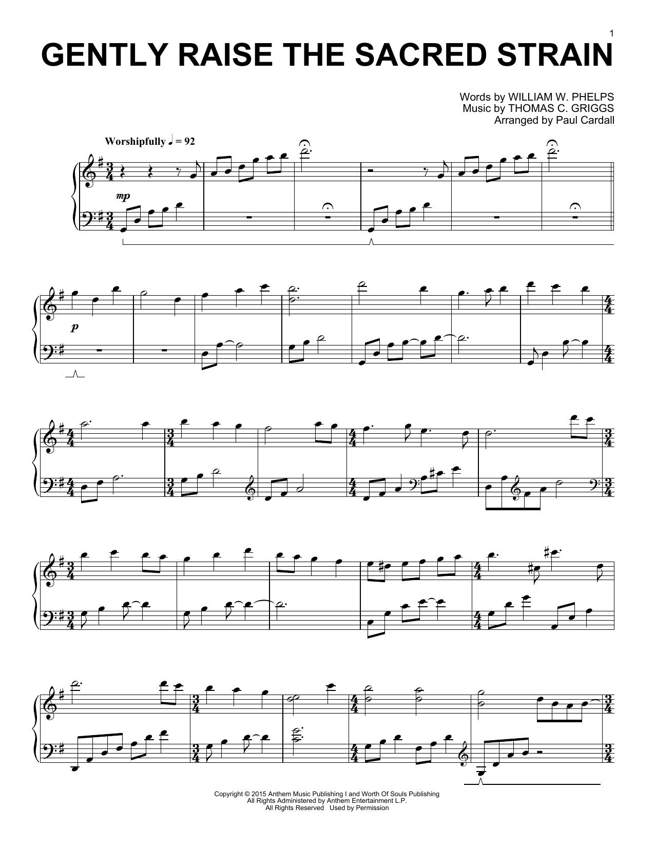 Learn to play Paul Cardall Gently Raise The Sacred Strain sheet music for Piano Solo in minutes. Price: 7.8900$ Paul Cardall Gently Raise The Sacred Strain sheet music notes and chords arranged for Piano Solo