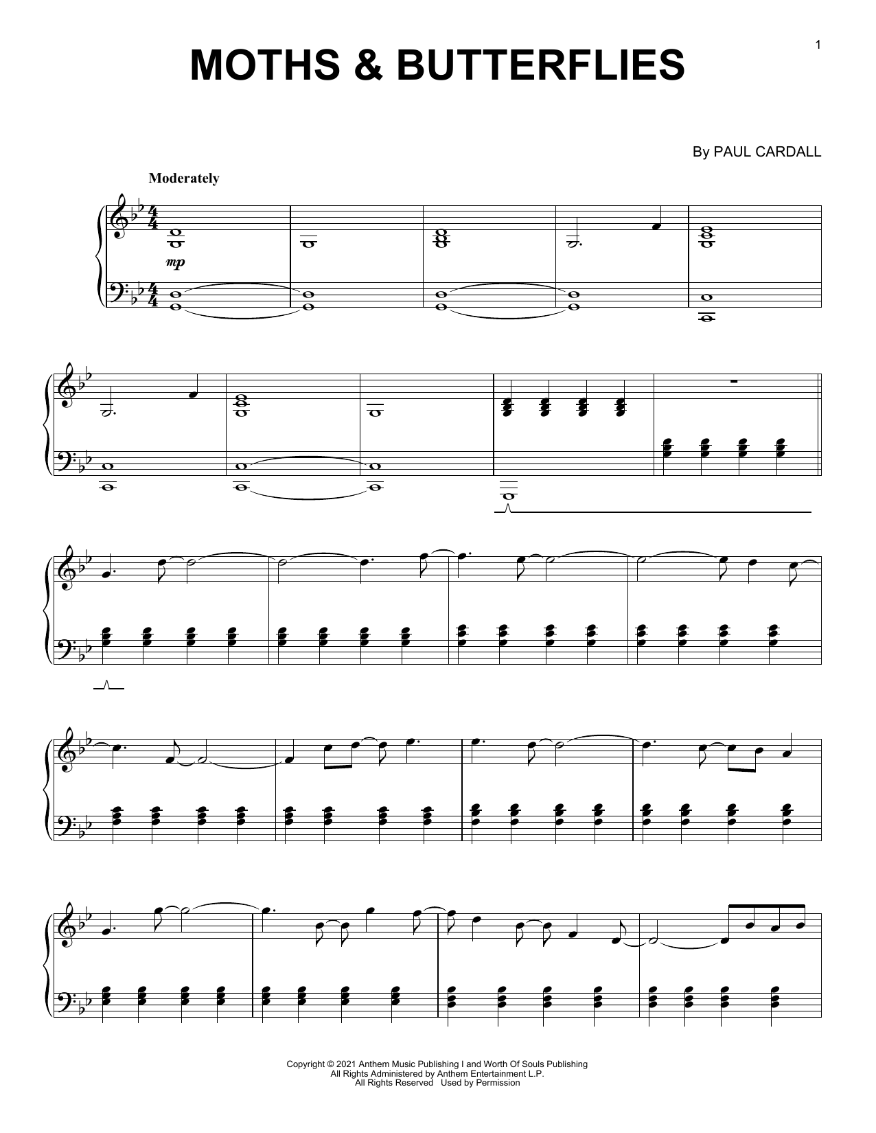 Paul Cardall Moths & Butterflies sheet music notes and chords. Download Printable PDF.