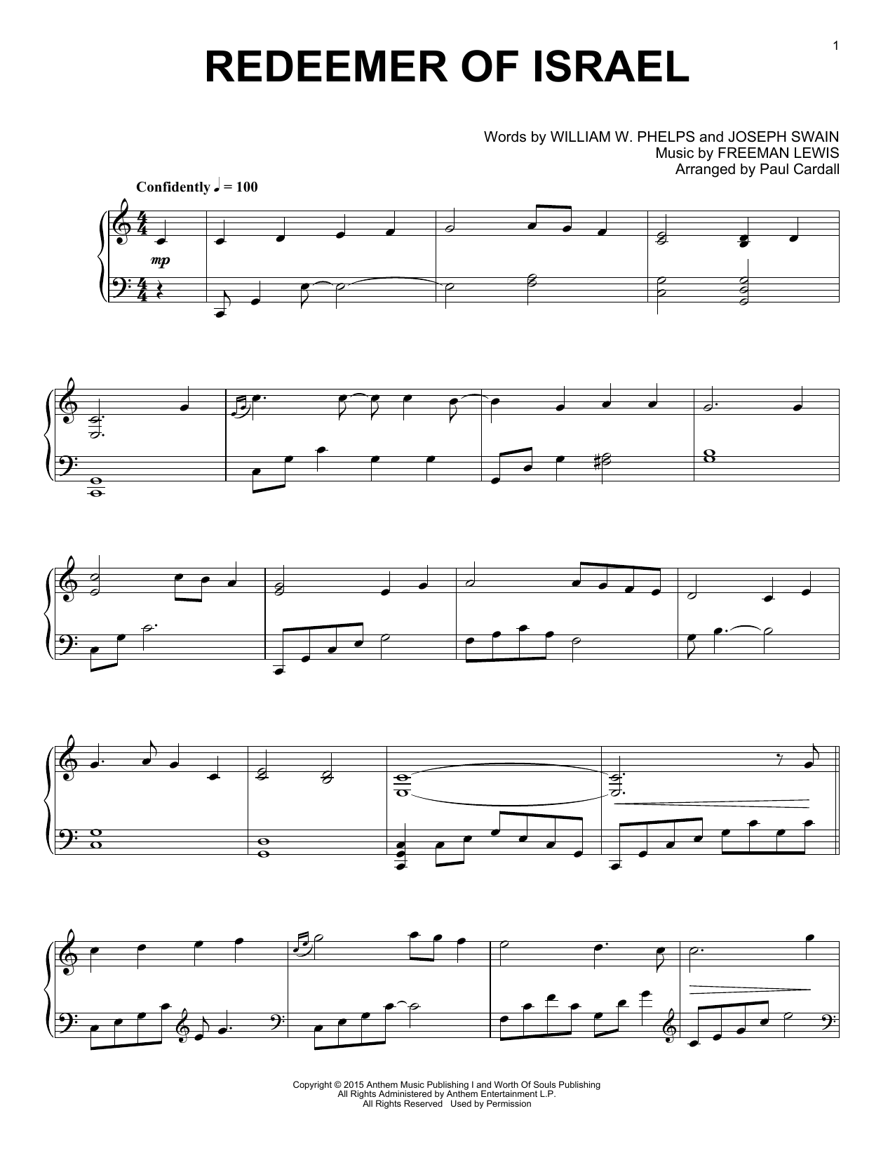 Paul Cardall Redeemer Of Israel sheet music notes and chords. Download Printable PDF.