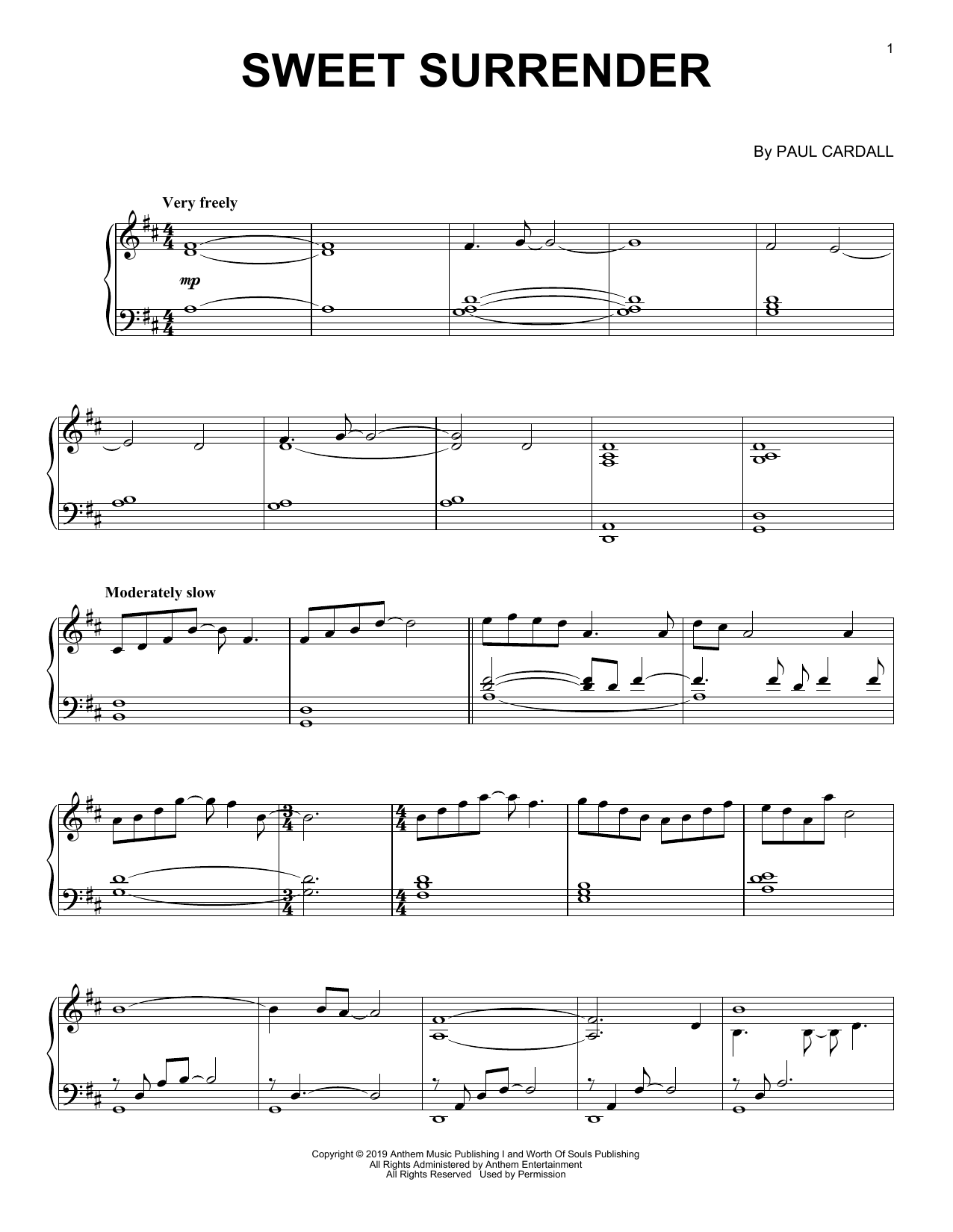 Paul Cardall Sweet Surrender sheet music notes and chords. Download Printable PDF.