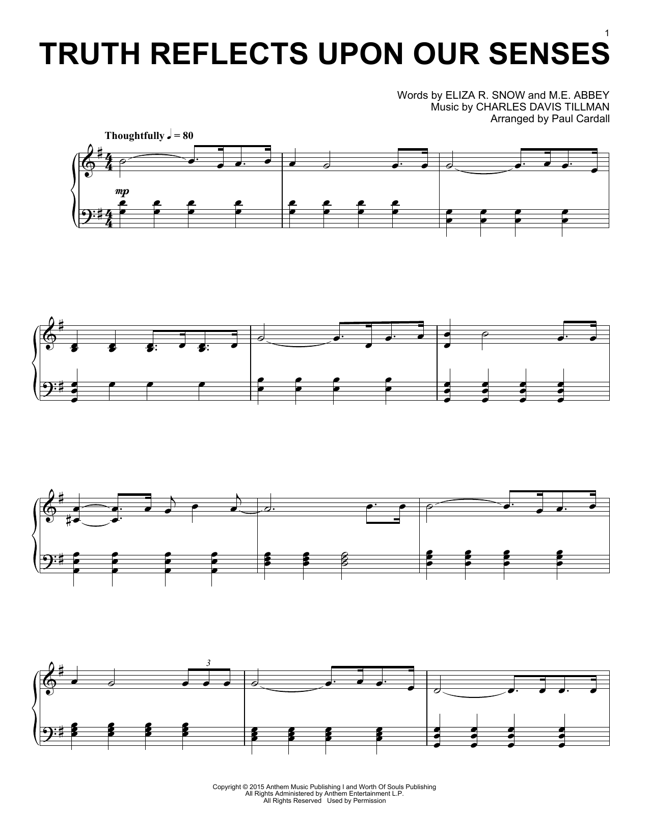 Learn to play Paul Cardall Truth Reflects Upon Our Senses sheet music for Piano Solo in minutes. Price: 7.8900$ Paul Cardall Truth Reflects Upon Our Senses sheet music notes and chords arranged for Piano Solo