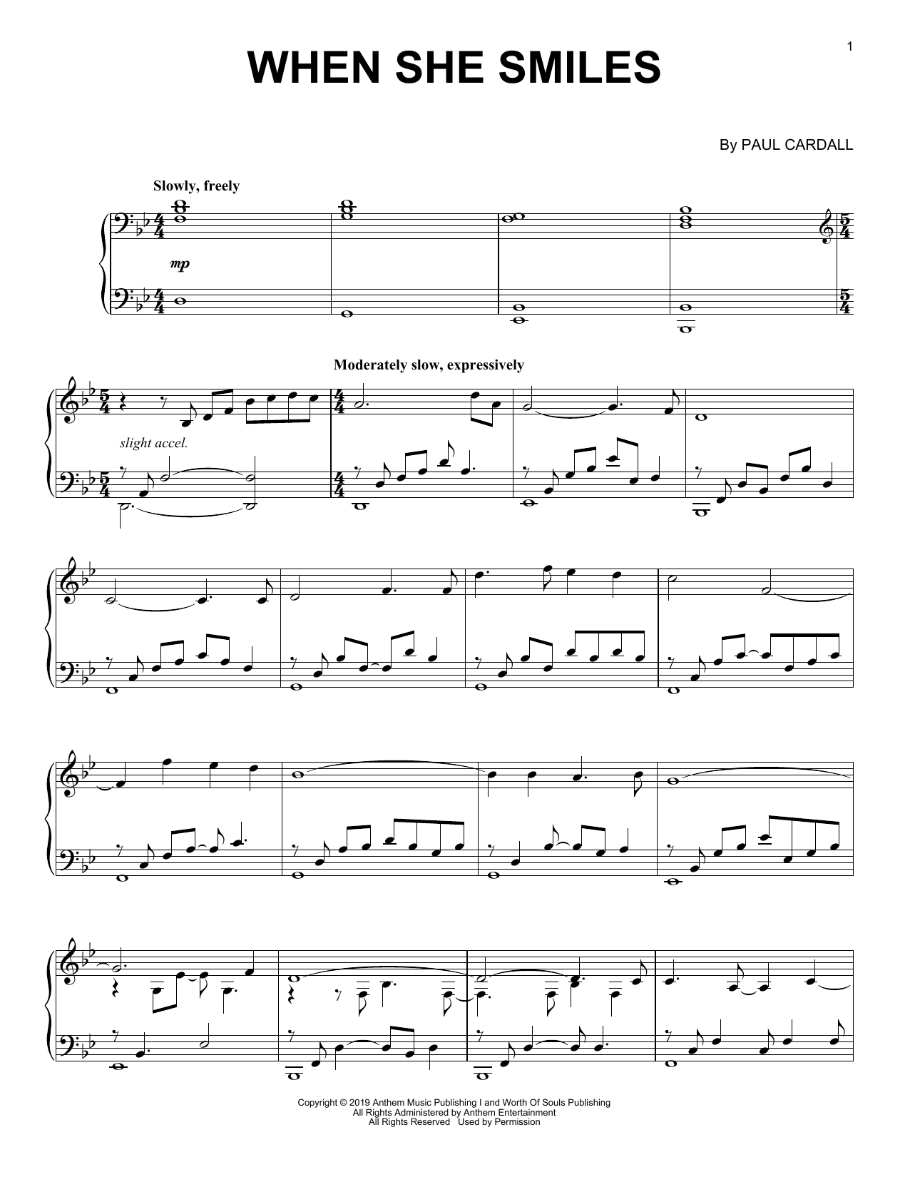 Paul Cardall When She Smiles sheet music notes and chords. Download Printable PDF.