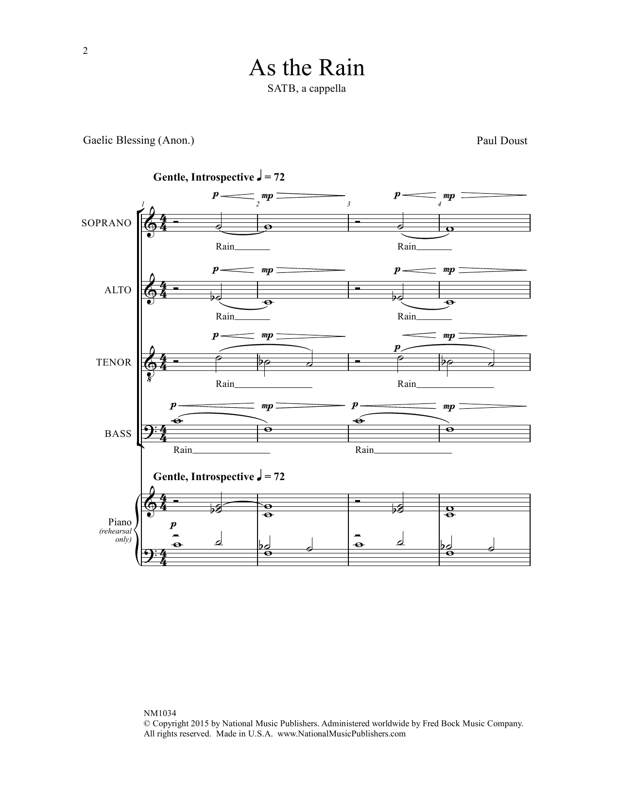 Paul Doust As the Rain sheet music notes and chords. Download Printable PDF.