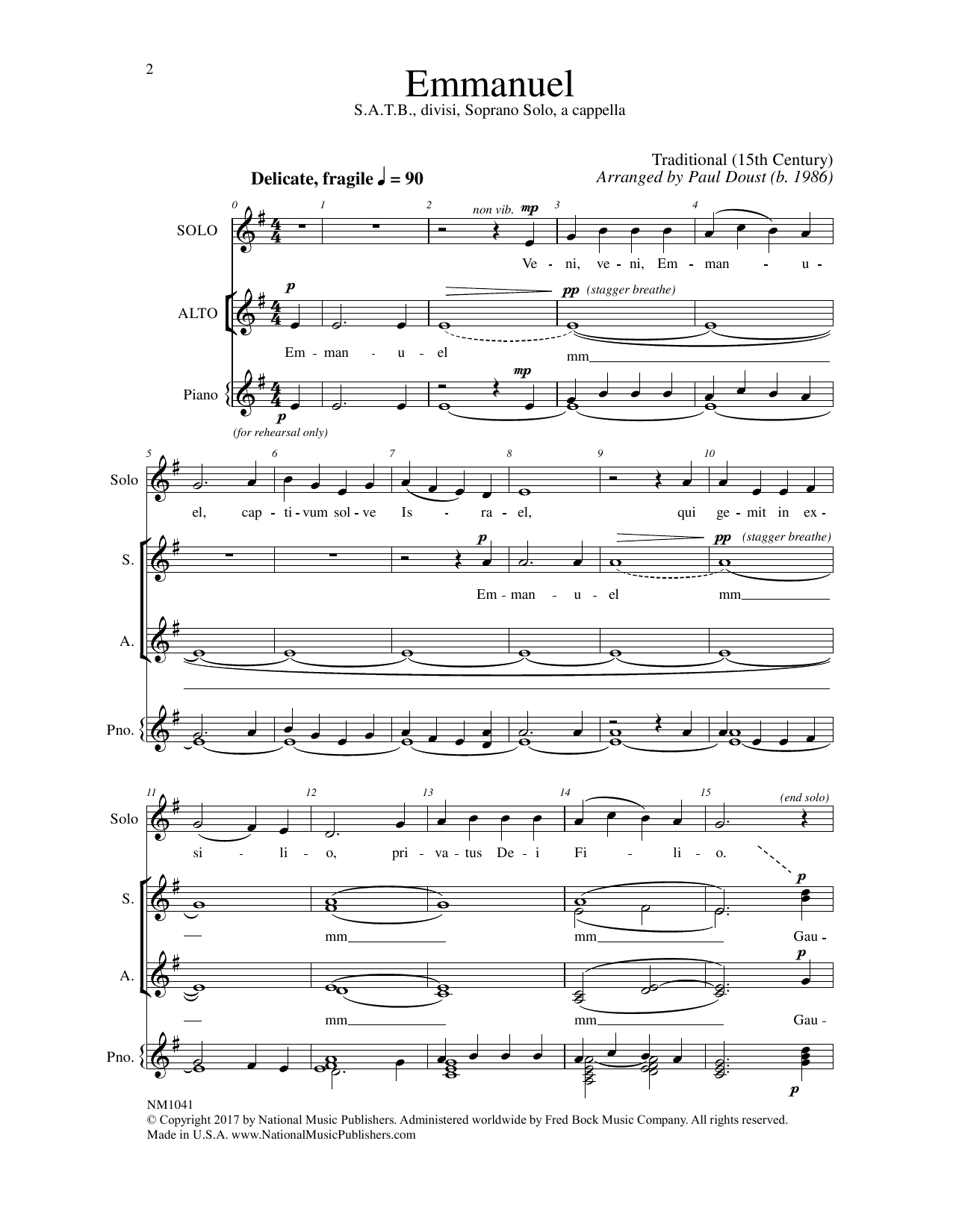 Paul Doust Emmanuel sheet music notes and chords. Download Printable PDF.