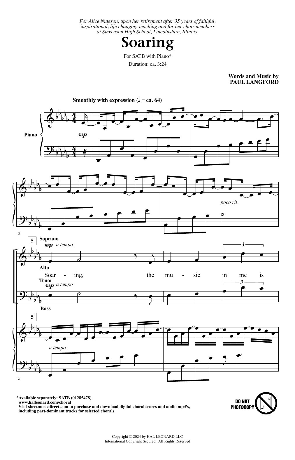 Paul Langford Soaring sheet music notes and chords. Download Printable PDF.