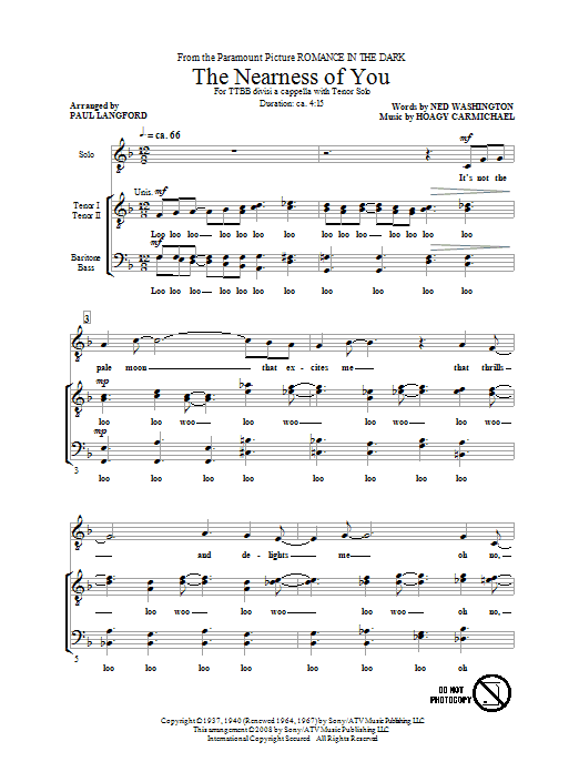 Learn to play Paul Langford The Nearness Of You sheet music for TTBB Choir in minutes. Price: 3.9900$ Paul Langford The Nearness Of You sheet music notes and chords arranged for TTBB Choir