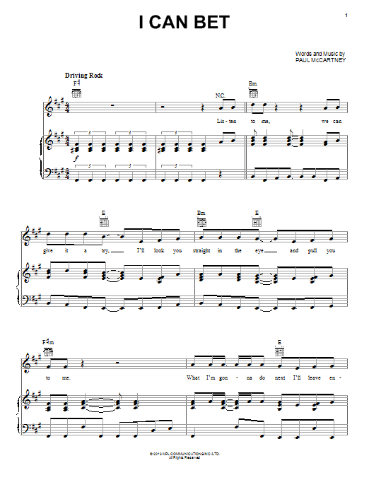 Paul McCartney I Can Bet sheet music notes and chords. Download Printable PDF.