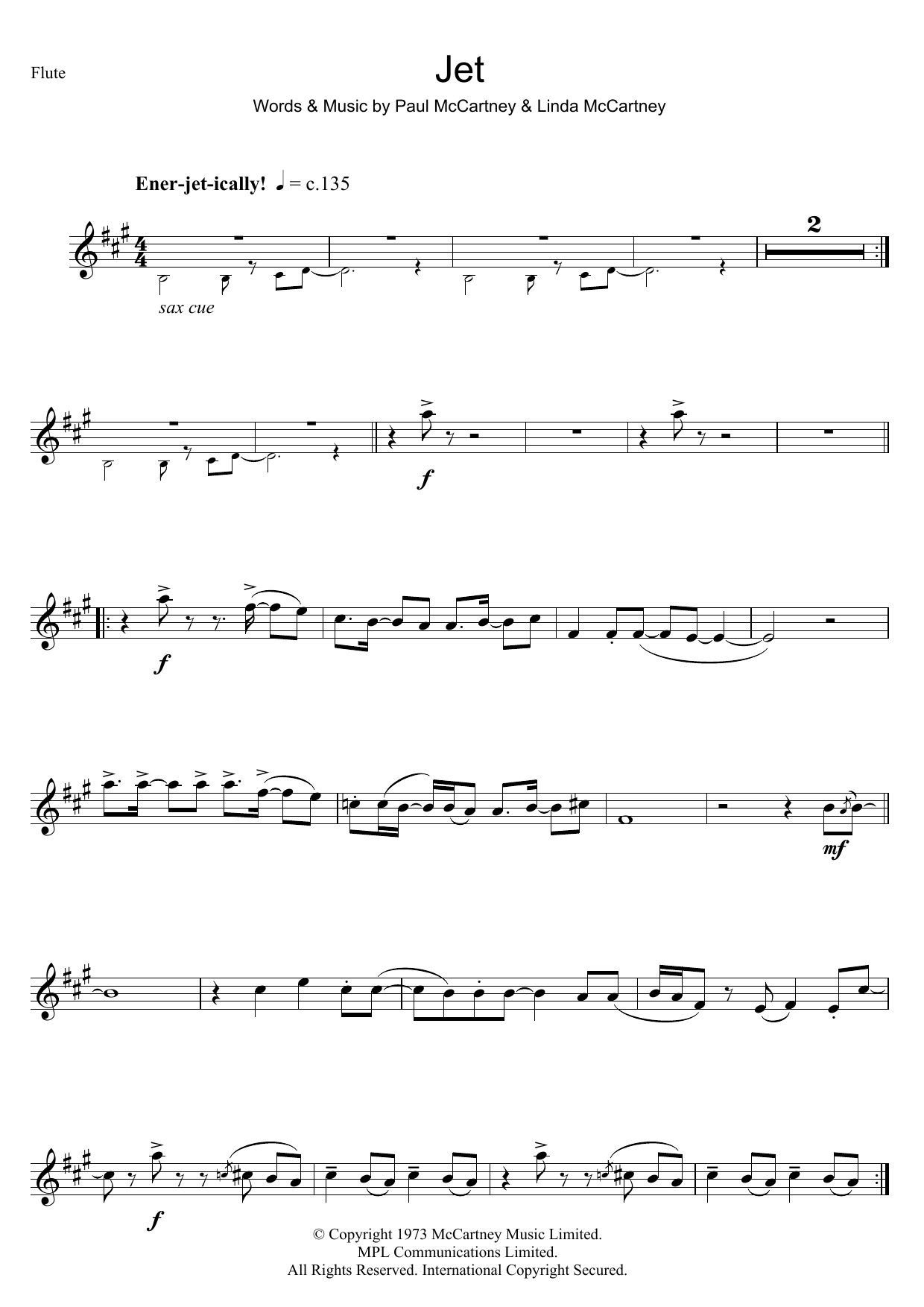 Paul McCartney & Wings Jet sheet music notes and chords. Download Printable PDF.