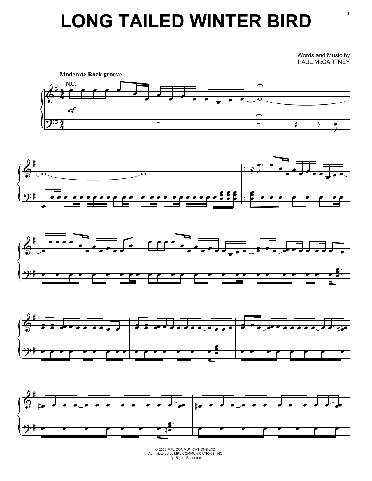 Learn to play Paul McCartney Long Tailed Winter Bird sheet music for Lead Sheet / Fake Book in minutes. Price: 5.9900$ Paul McCartney Long Tailed Winter Bird sheet music notes and chords arranged for Lead Sheet / Fake Book