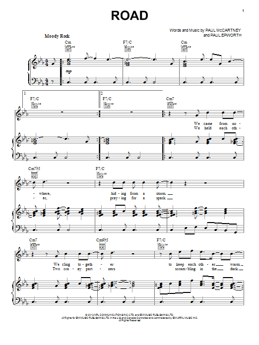 Paul McCartney Road sheet music notes and chords. Download Printable PDF.