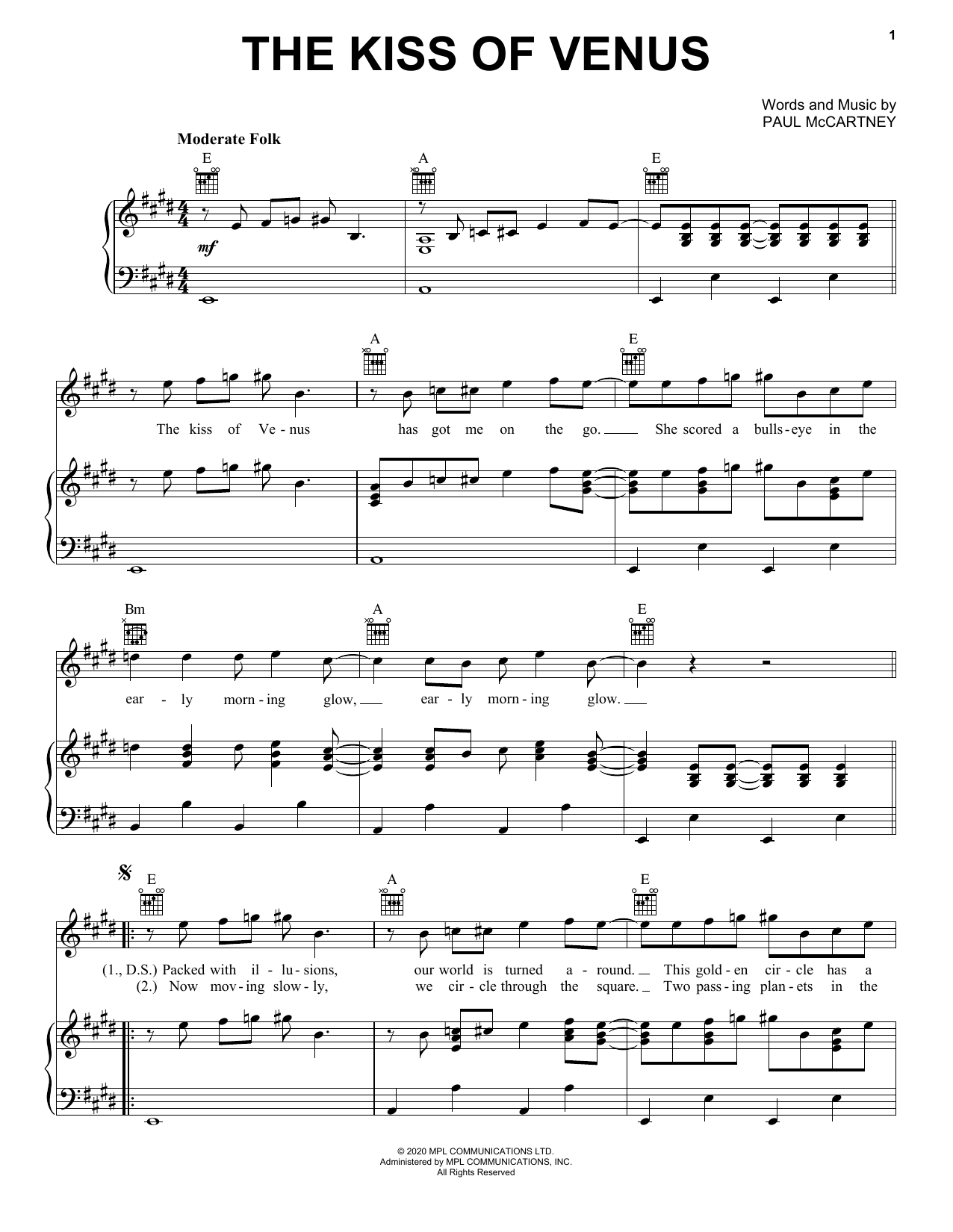 Learn to play Paul McCartney The Kiss Of Venus sheet music for Lead Sheet / Fake Book in minutes. Price: 5.9900$ Paul McCartney The Kiss Of Venus sheet music notes and chords arranged for Lead Sheet / Fake Book