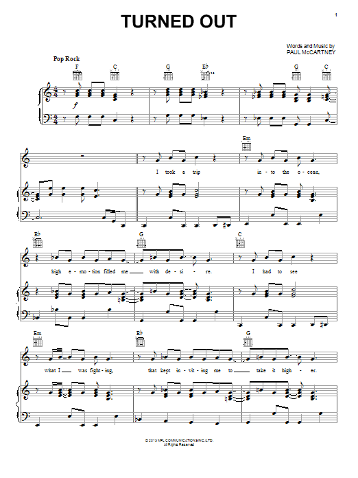 Paul McCartney Turned Out sheet music notes and chords. Download Printable PDF.