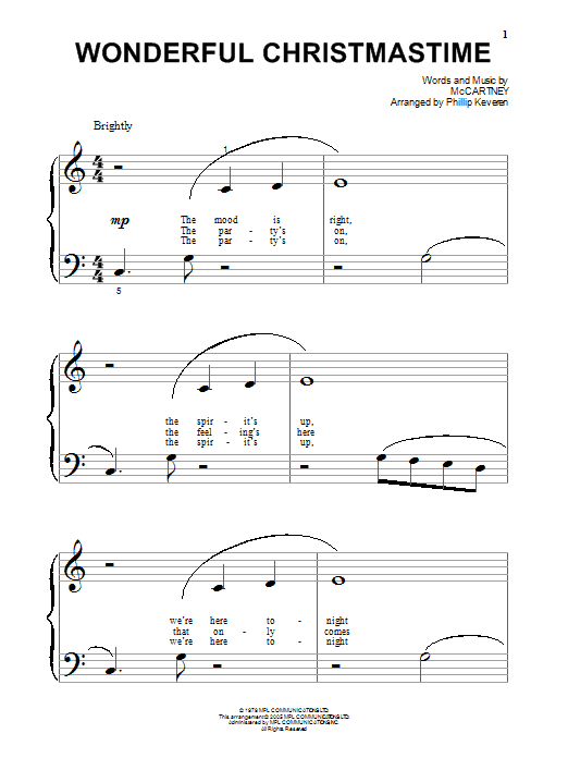 Learn to play Paul McCartney Wonderful Christmastime sheet music for Beginning Piano Solo in minutes. Price: 6.9900$ Paul McCartney Wonderful Christmastime sheet music notes and chords arranged for Beginning Piano Solo