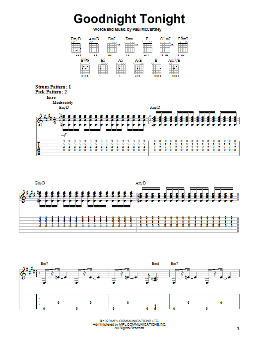 Play The Game Tonight sheet music for guitar (tablature) (PDF)