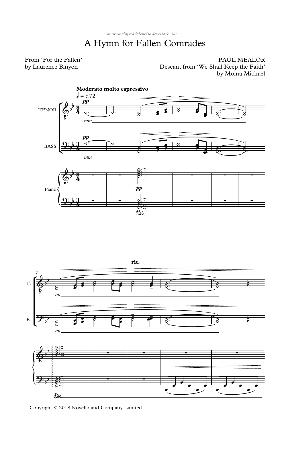 Learn to play Paul Mealor A Hymn For Fallen Comrades sheet music for TTBB Choir in minutes. Price: 3.9900$ Paul Mealor A Hymn For Fallen Comrades sheet music notes and chords arranged for TTBB Choir
