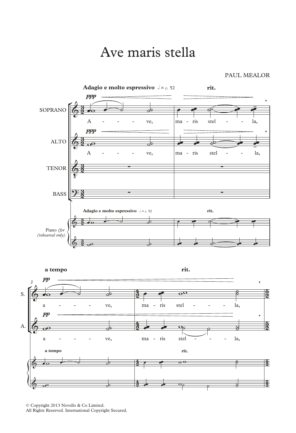 Ave Maris Stella Testo E Traduzione Paul Mealor "Ave Maris Stella" Sheet Music PDF Notes, Chords