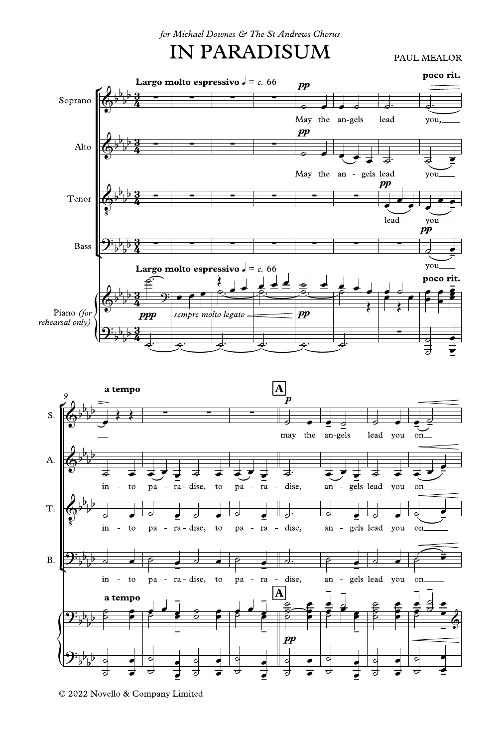 Paul Mealor In Paradisum sheet music notes and chords. Download Printable PDF.