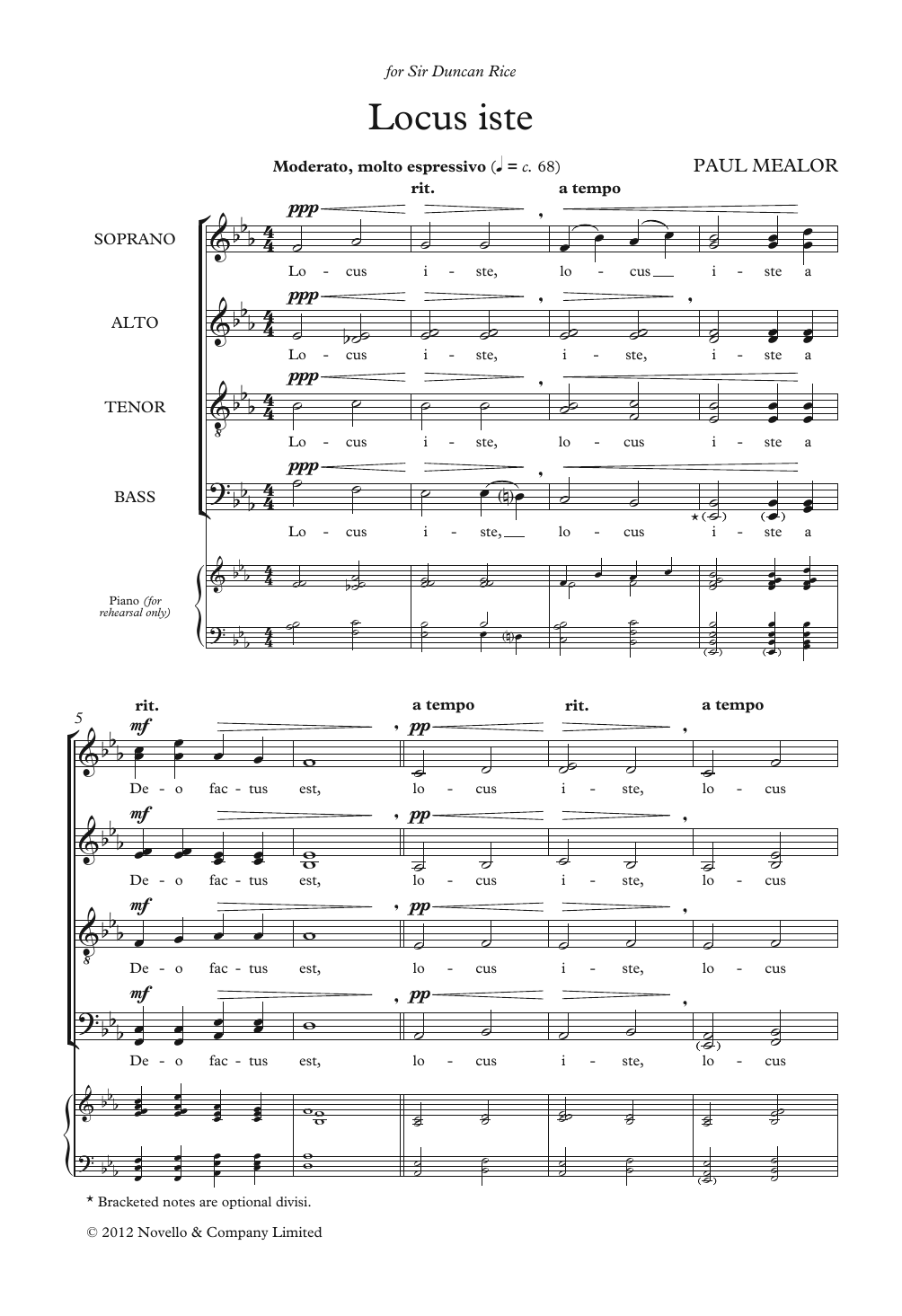 Paul Mealor Locus Iste sheet music notes and chords. Download Printable PDF.