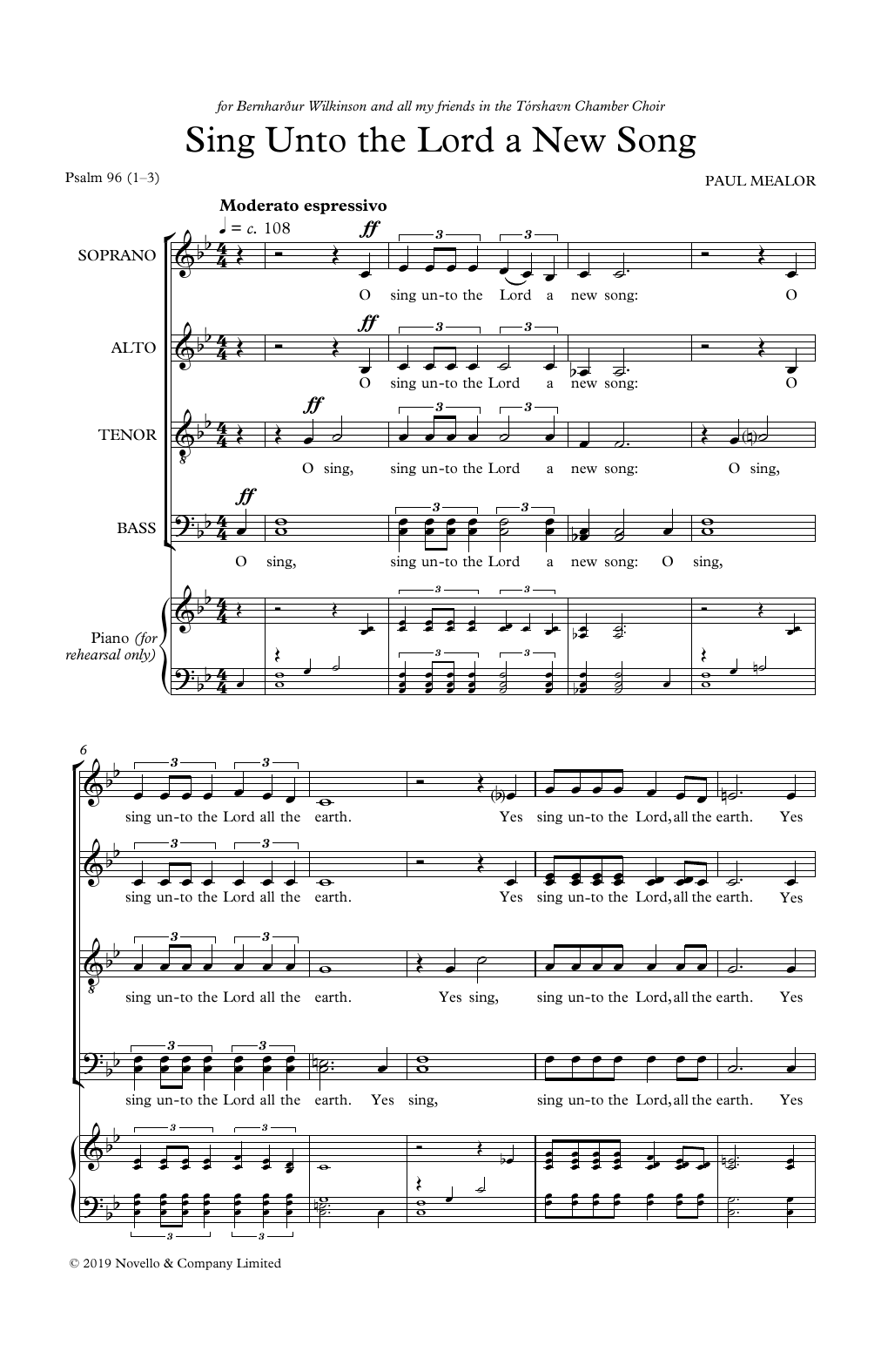 Learn to play Paul Mealor Sing Unto The Lord A New Song sheet music for SATB Choir in minutes. Price: 3.9900$ Paul Mealor Sing Unto The Lord A New Song sheet music notes and chords arranged for SATB Choir