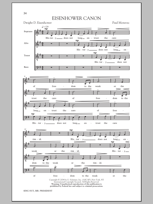 Paul Moravec Eisenhower Round sheet music notes and chords. Download Printable PDF.