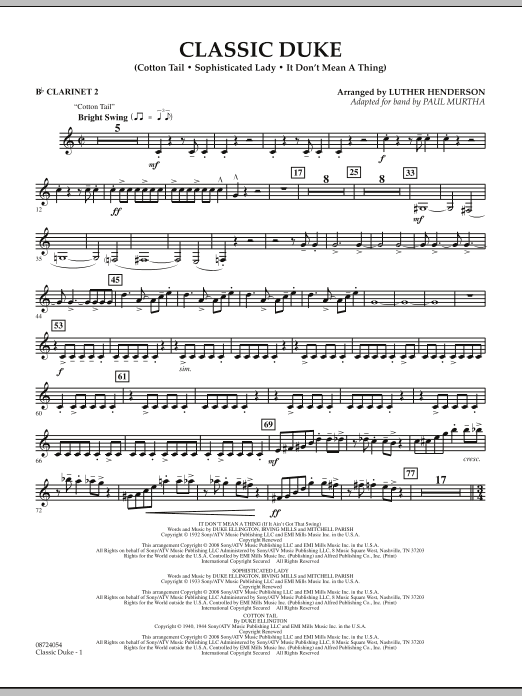 Learn to play Paul Murtha Classic Duke - Bb Clarinet 2 sheet music for Concert Band in minutes. Price: 5.9900$ Paul Murtha Classic Duke - Bb Clarinet 2 sheet music notes and chords arranged for Concert Band