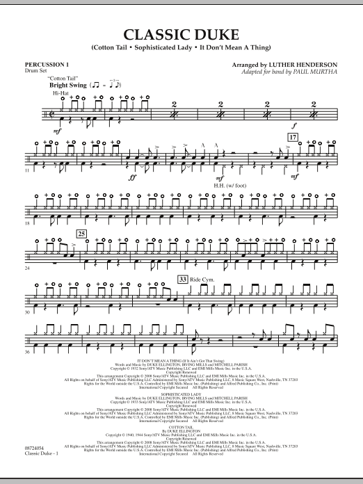 Learn to play Paul Murtha Classic Duke - Percussion 1 sheet music for Concert Band in minutes. Price: 5.9900$ Paul Murtha Classic Duke - Percussion 1 sheet music notes and chords arranged for Concert Band