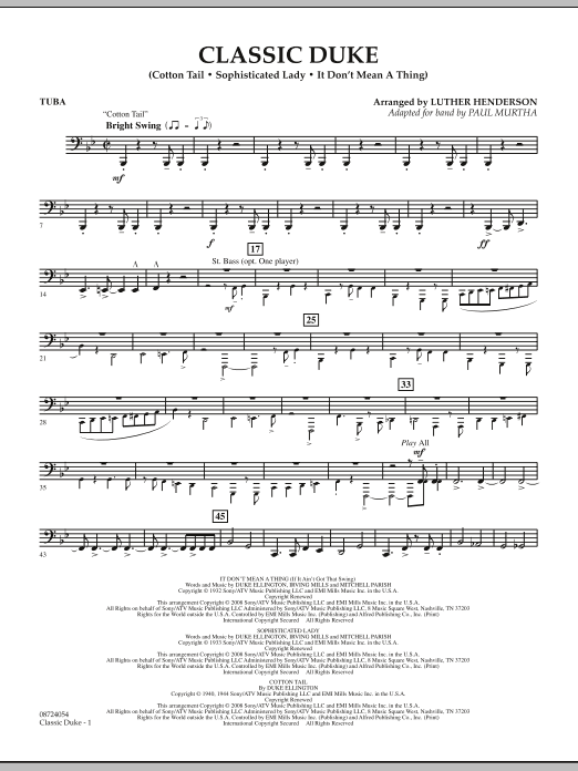 Learn to play Paul Murtha Classic Duke - Tuba sheet music for Concert Band in minutes. Price: 5.9900$ Paul Murtha Classic Duke - Tuba sheet music notes and chords arranged for Concert Band