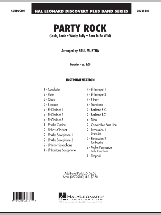 Learn to play Paul Murtha Party Rock - Full Score sheet music for Concert Band in minutes. Price: 9.9900$ Paul Murtha Party Rock - Full Score sheet music notes and chords arranged for Concert Band