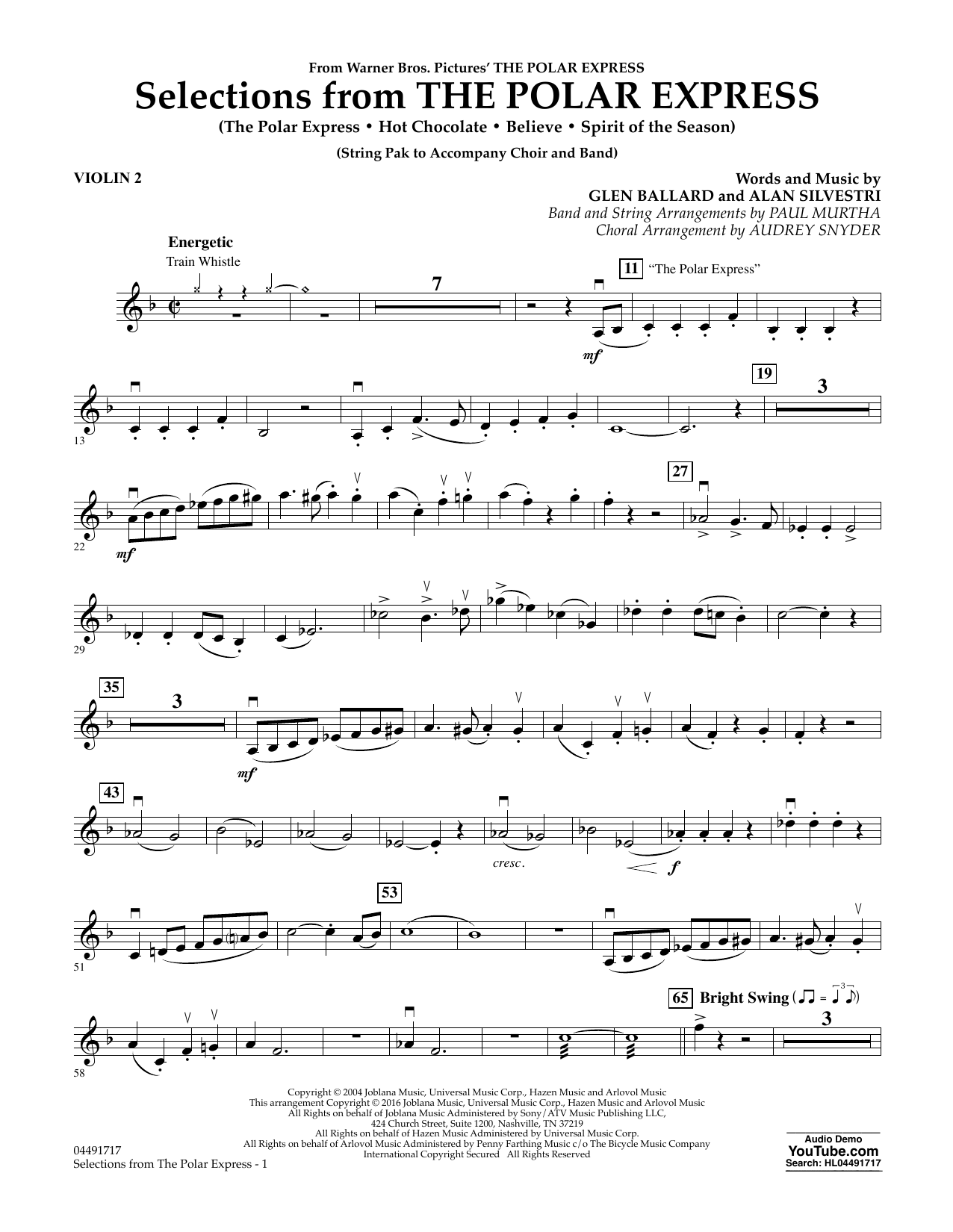 Paul Murtha "The Polar Express Violin 2" Sheet Music PDF Notes