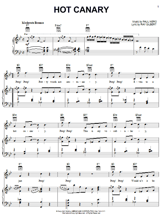 Paul Nero The Hot Canary sheet music notes and chords. Download Printable PDF.