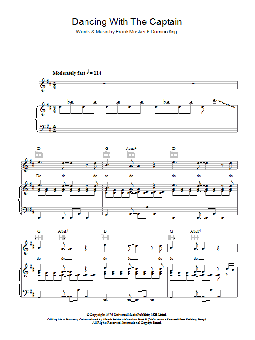 Learn to play Paul Nicholas Dancing With The Captain sheet music for Piano, Vocal & Guitar (Right-Hand Melody) in minutes. Price: 7.8900$ Paul Nicholas Dancing With The Captain sheet music notes and chords. Download Printable PDF.