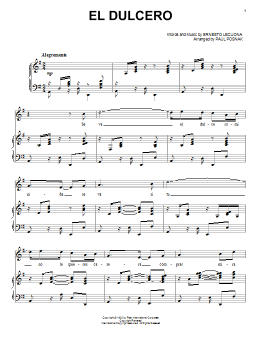 Paul Posnak El Dulcero sheet music notes and chords. Download Printable PDF.