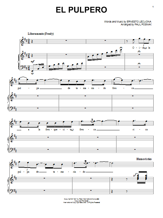 Paul Posnak El Pulpero sheet music notes and chords. Download Printable PDF.