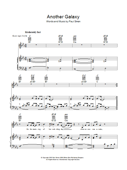Learn to play Paul Simon Another Galaxy sheet music for Piano, Vocal & Guitar (Right-Hand Melody) in minutes. Paul Simon Another Galaxy sheet music notes and chords. Download Printable PDF.