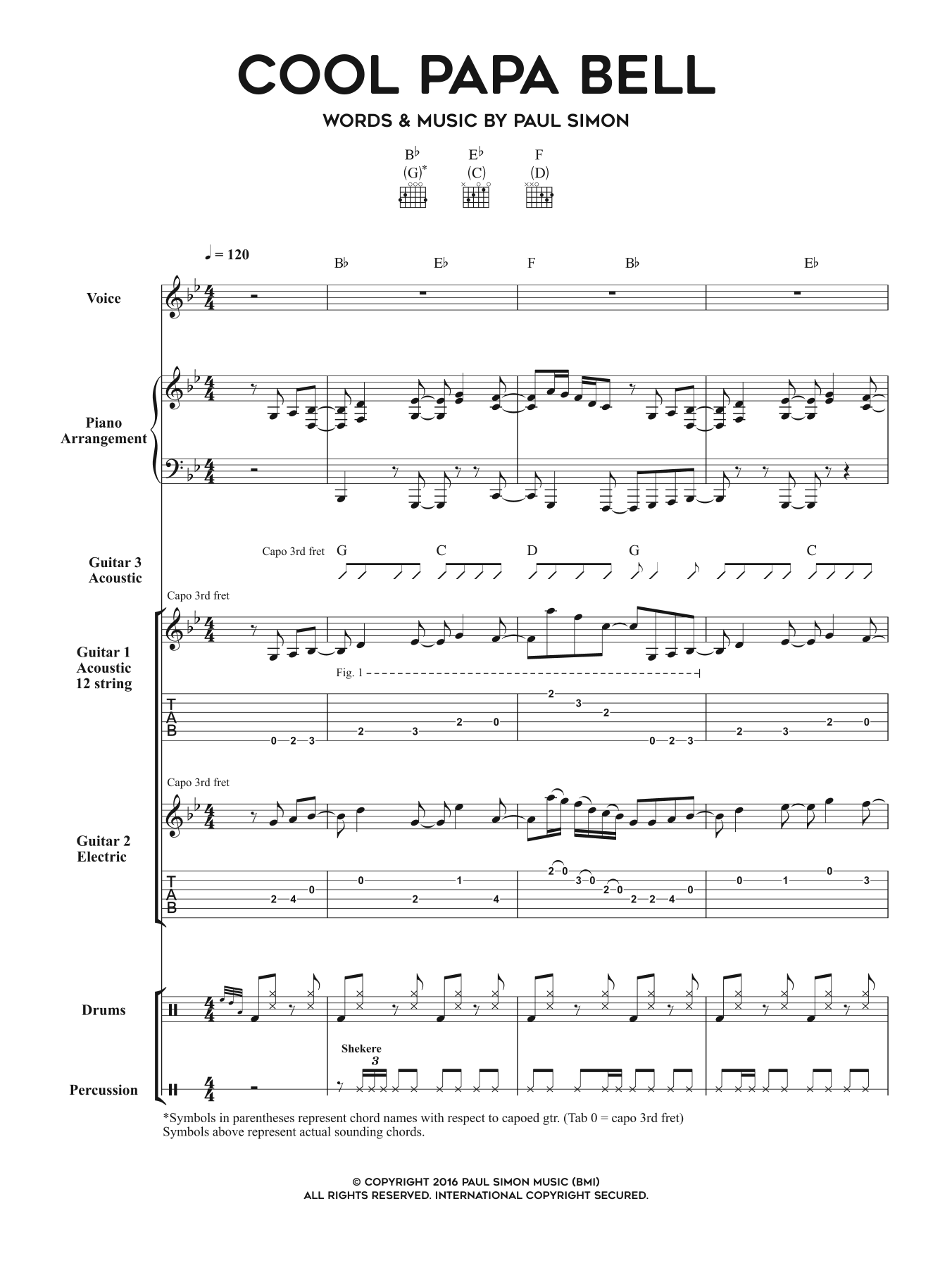 Paul Simon Cool Papa Bell sheet music notes and chords. Download Printable PDF.