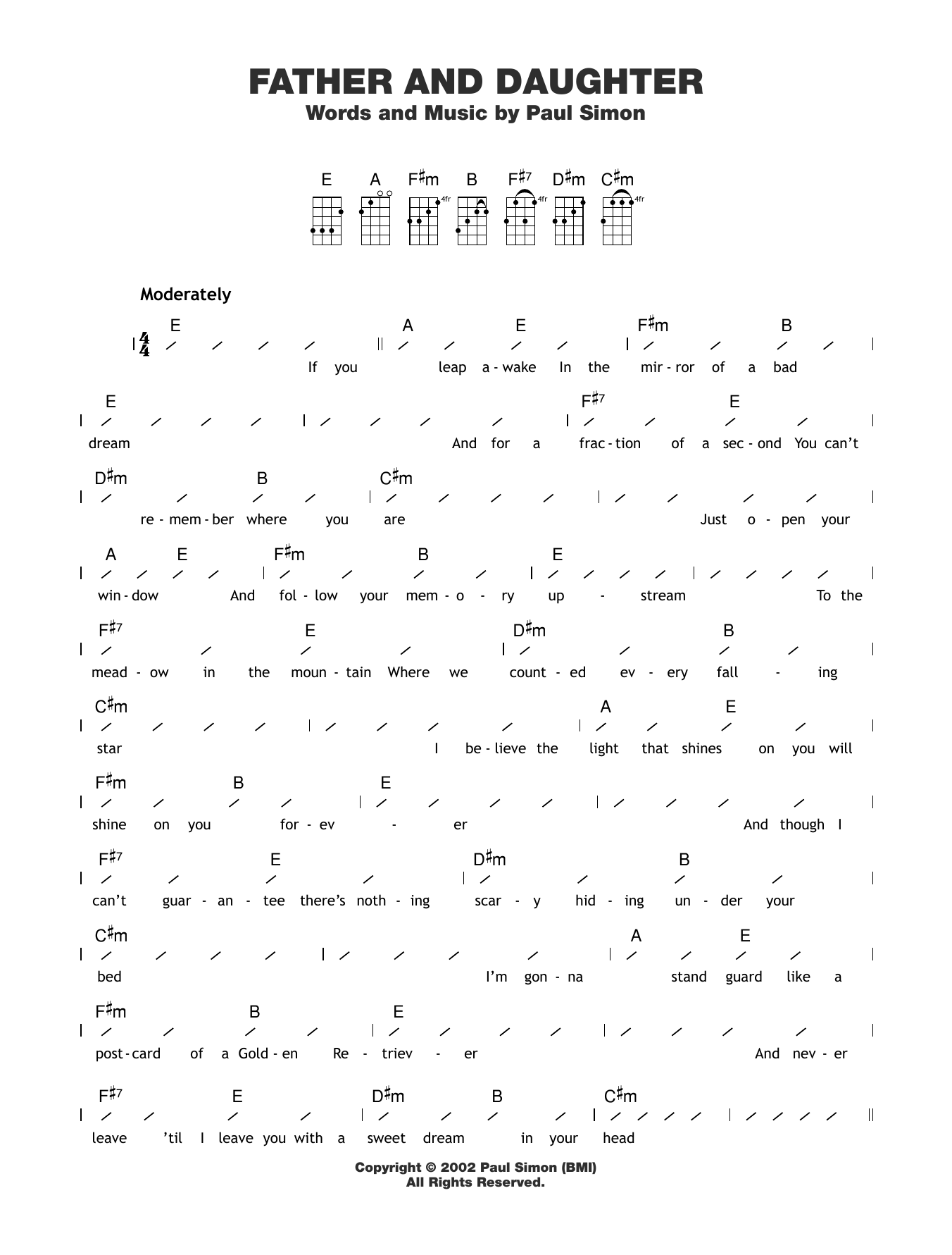 Paul Simon Father And Daughter sheet music notes and chords. Download Printable PDF.