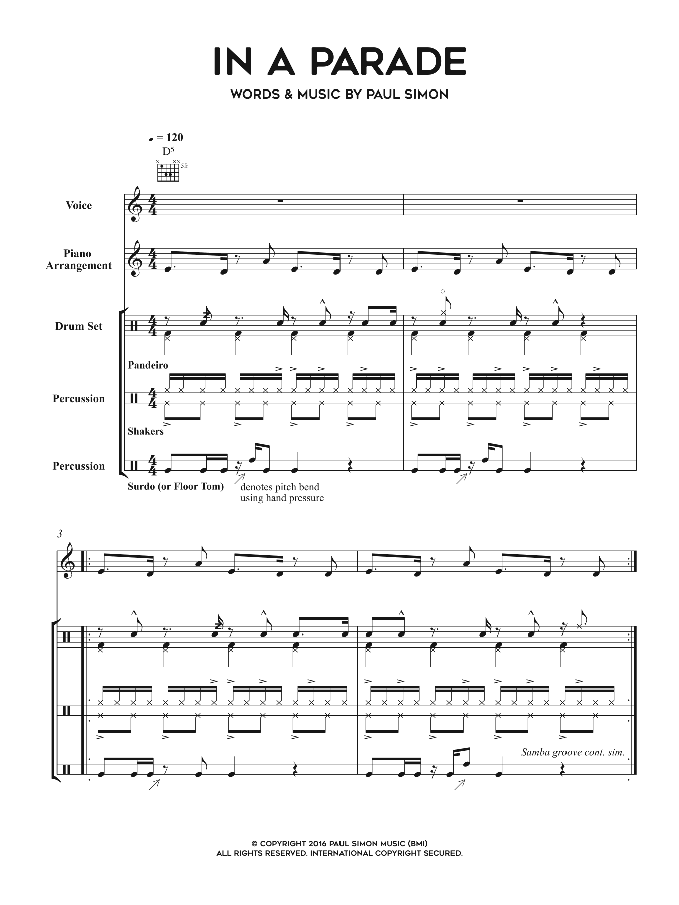 Paul Simon In A Parade sheet music notes and chords. Download Printable PDF.