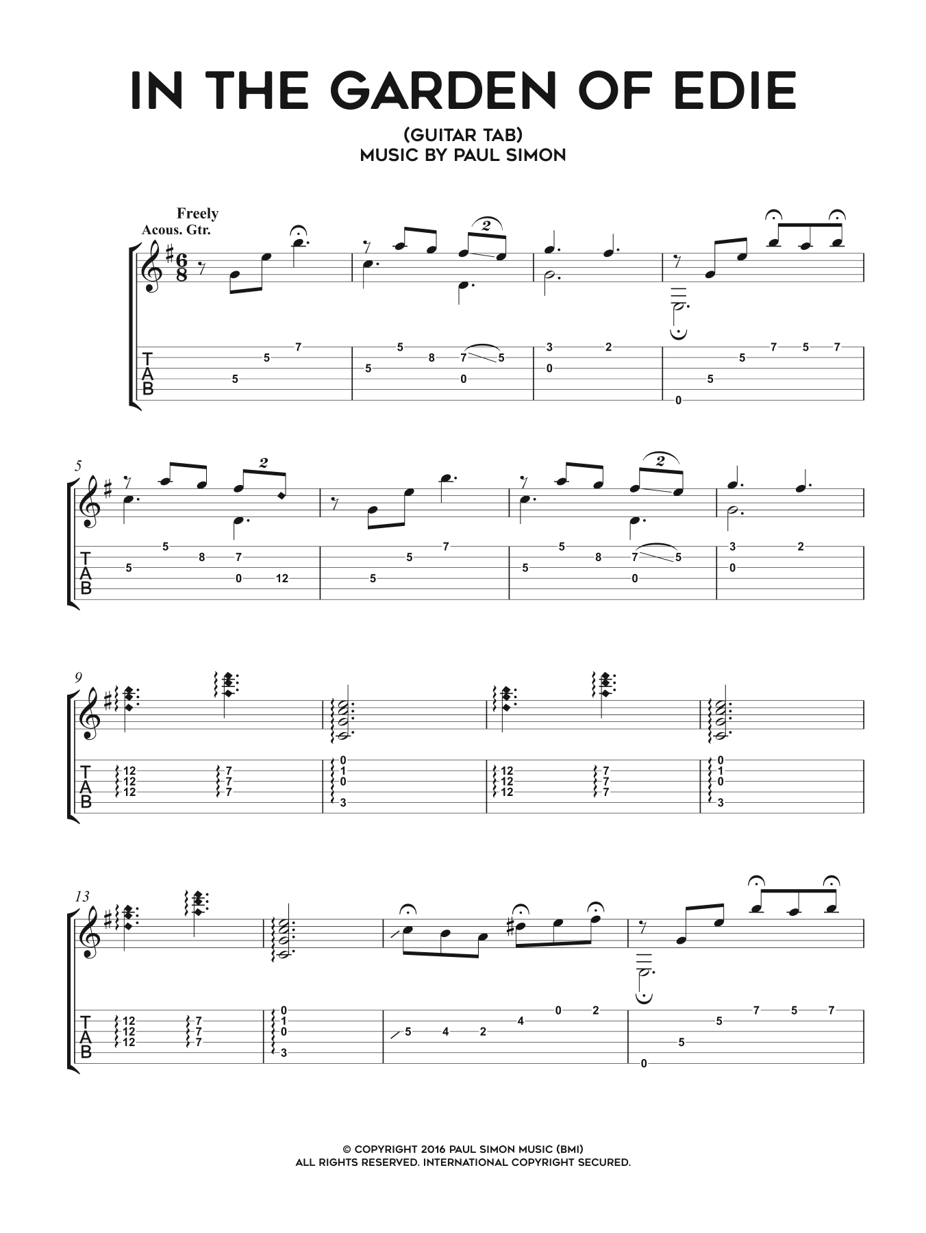 Learn to play Paul Simon In The Garden Of Edie sheet music for Guitar Tab in minutes. Paul Simon In The Garden Of Edie sheet music notes and chords. Download Printable PDF.