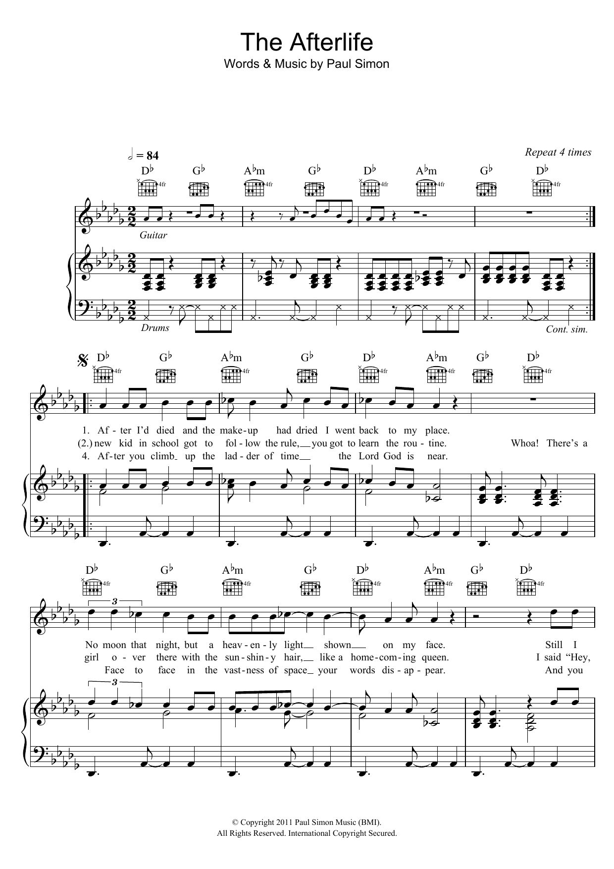 Paul Simon The Afterlife sheet music notes and chords. Download Printable PDF.