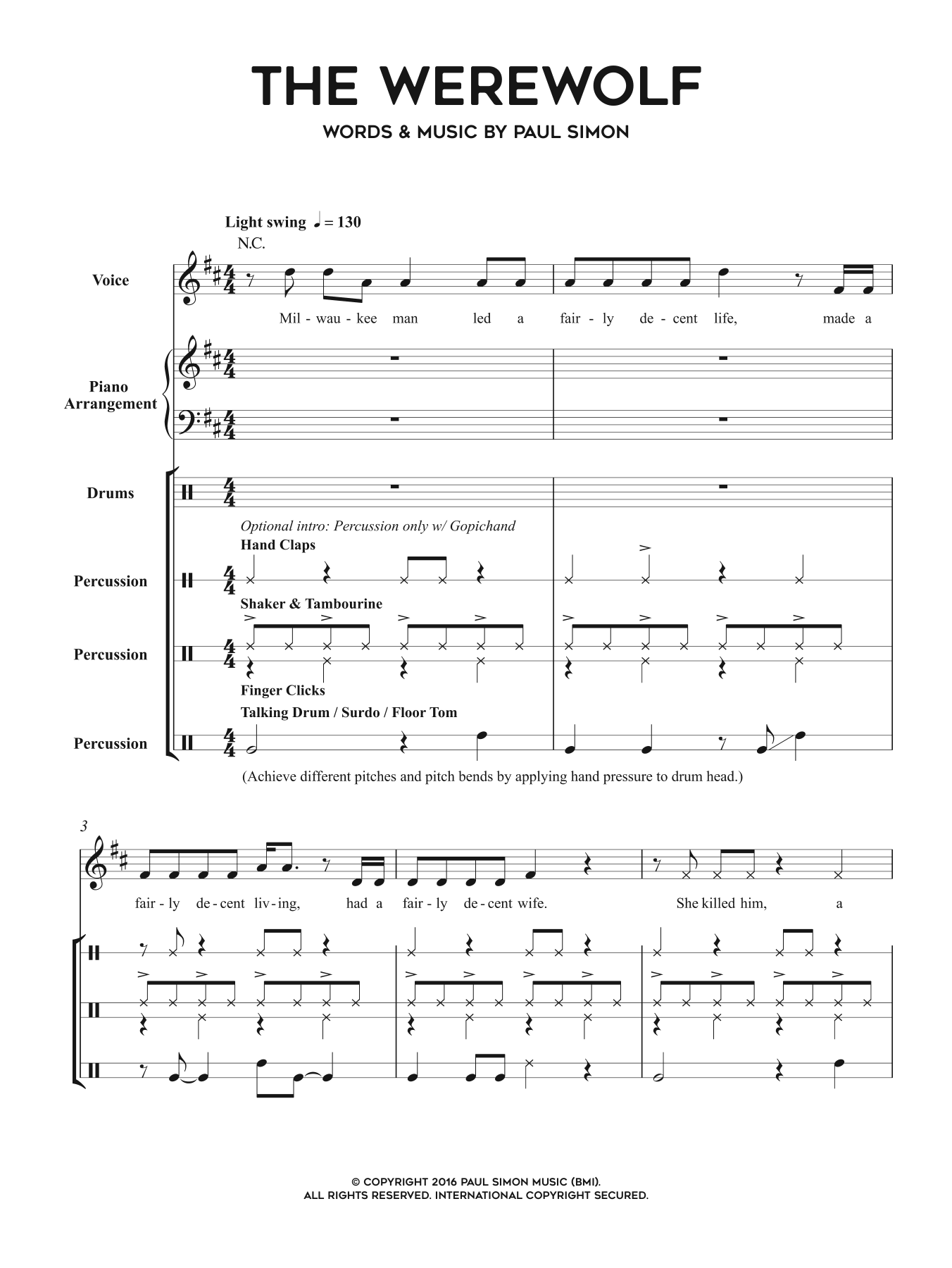 Paul Simon The Werewolf sheet music notes and chords. Download Printable PDF.