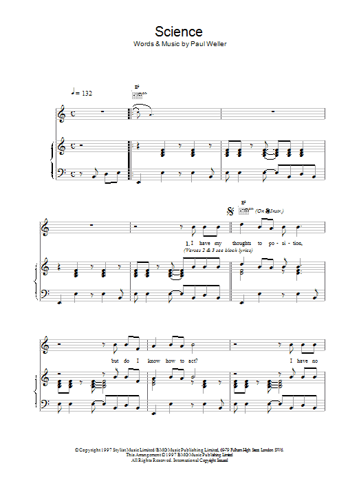 Paul Weller Science sheet music for Piano, Vocal & Guitar (Right-Hand Melody) in minutes. Price: 6.7900$ Paul Weller Science sheet music notes and chords. Download Printable PDF.