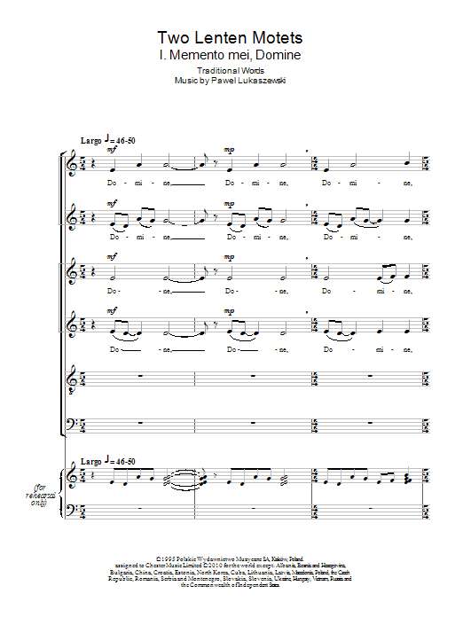 Pawel Lukaszewski Two Lenten Motets sheet music notes and chords. Download Printable PDF.