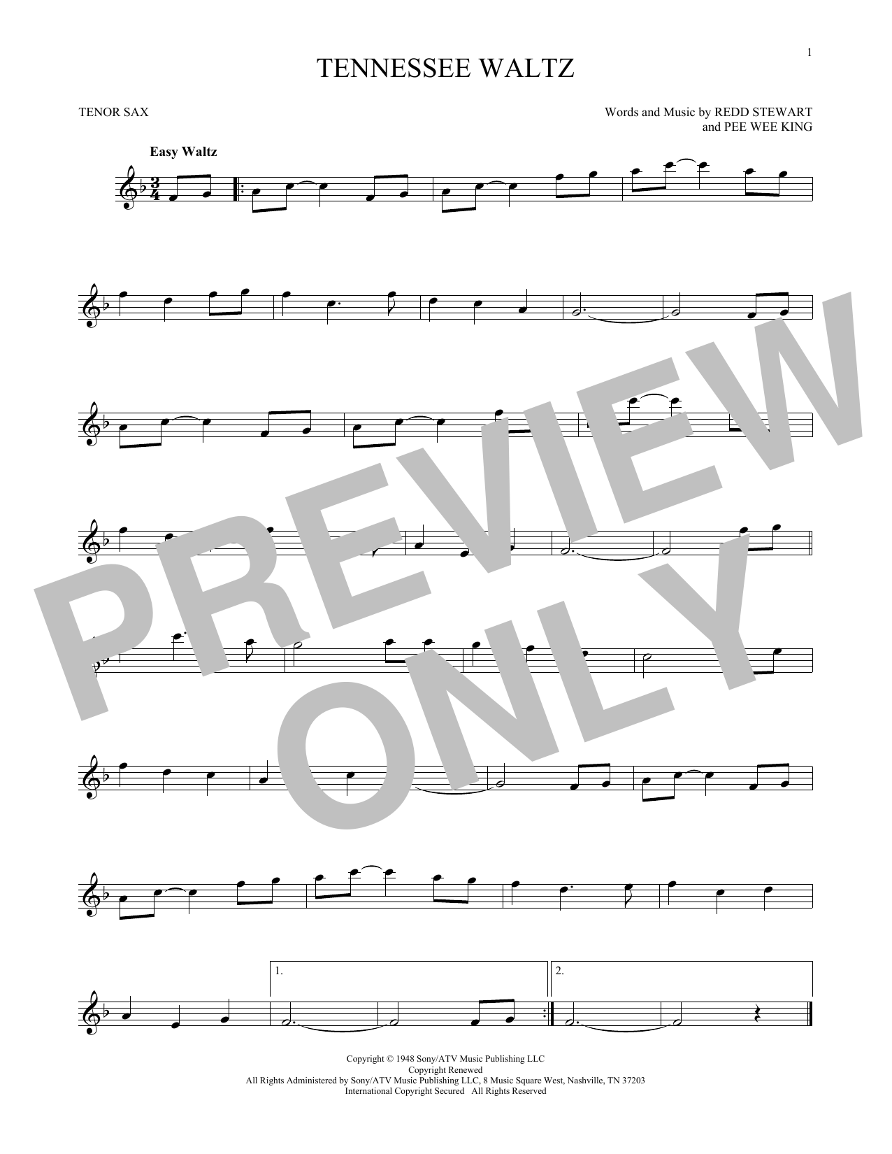 Pee Wee King Tennessee Waltz sheet music notes and chords. Download Printable PDF.