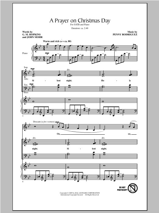 Learn to play Penny Rodriguez A Prayer On Christmas Day sheet music for SATB Choir in minutes. Price: 3.9900$ Penny Rodriguez A Prayer On Christmas Day sheet music notes and chords arranged for SATB Choir