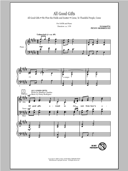 Penny Rodriguez All Good Gifts (Medley) sheet music notes and chords. Download Printable PDF.