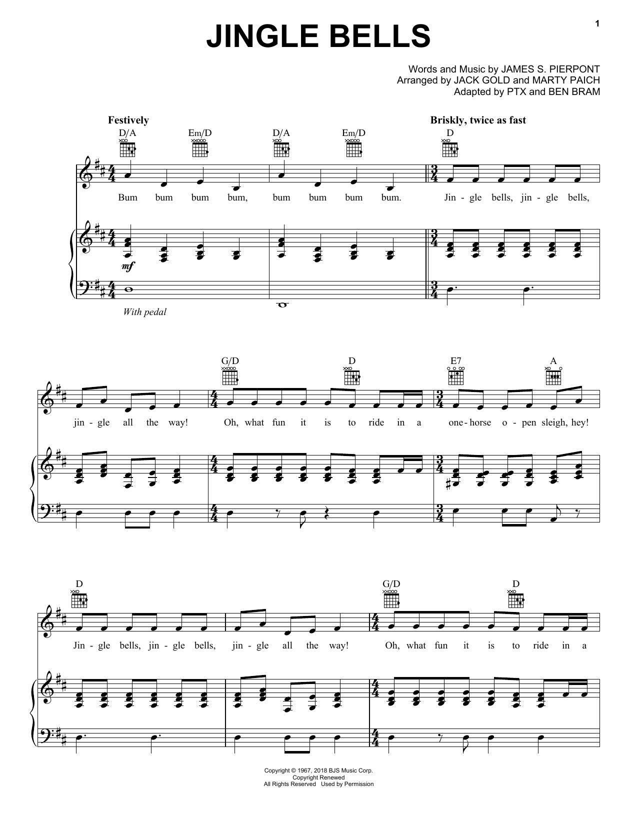 Pentatonix Jingle Bells sheet music notes and chords. Download Printable PDF.