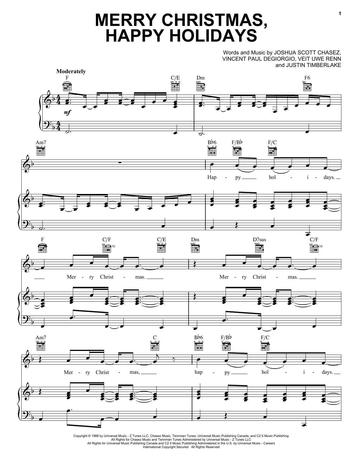 Pentatonix "Merry Christmas, Happy Holidays" Sheet Music Pdf Notes, Chords | A Cappella Score Piano, Vocal & Guitar (Right-Hand Melody) Download Printable. Sku: 185525