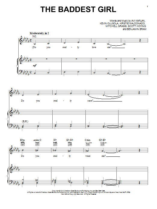 Pentatonix The Baddest Girl sheet music notes and chords. Download Printable PDF.