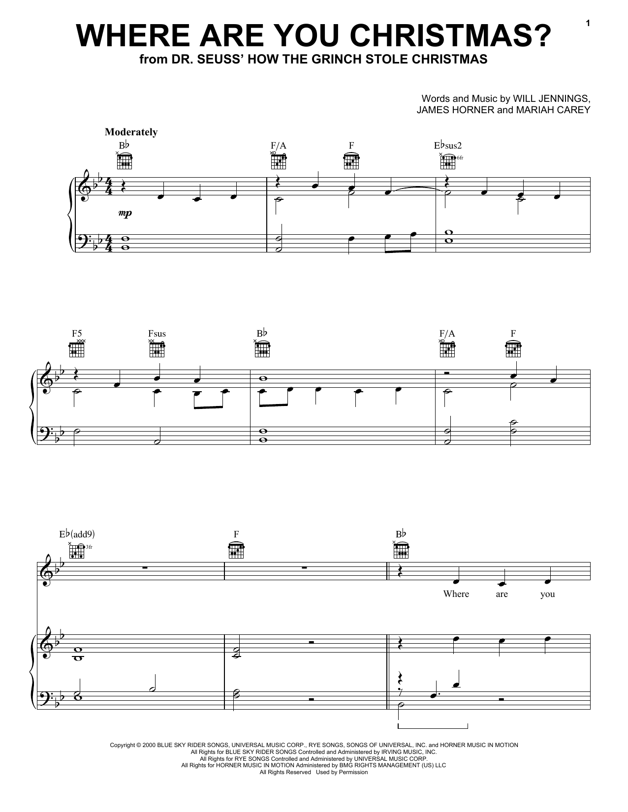 Learn to play Pentatonix Where Are You Christmas? (from How the Grinch Stole Christmas) sheet music for Piano, Vocal & Guitar (Right-Hand Melody) in minutes. Price: 7.8900$ Pentatonix Where Are You Christmas? (from How the Grinch Stole Christmas) sheet music notes and chords. Download Printable PDF.
