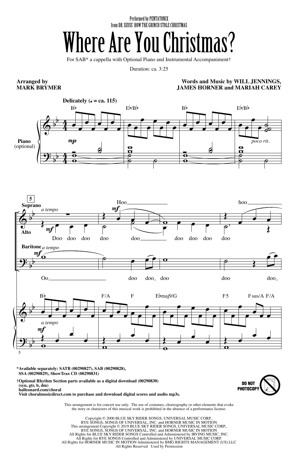 Pentatonix Where Are You Christmas? (from How The Grinch Stole Christmas) (arr. Mark Brymer) sheet music notes and chords. Download Printable PDF.